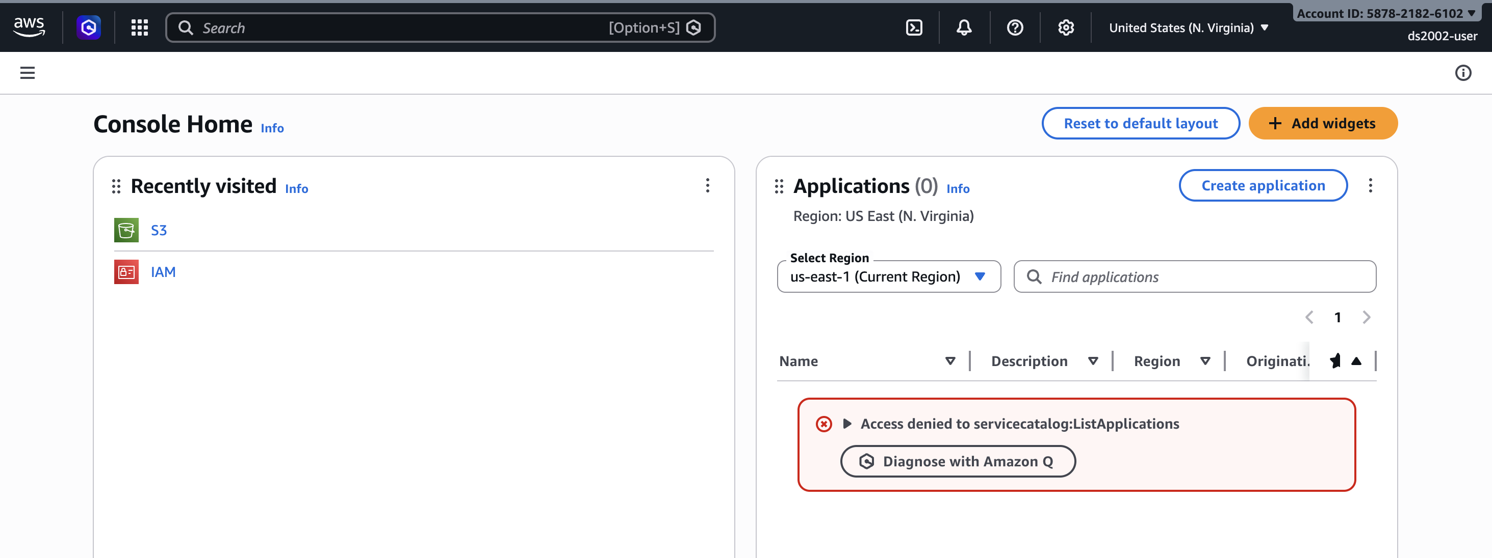 AWS Management Console for user ds2002
