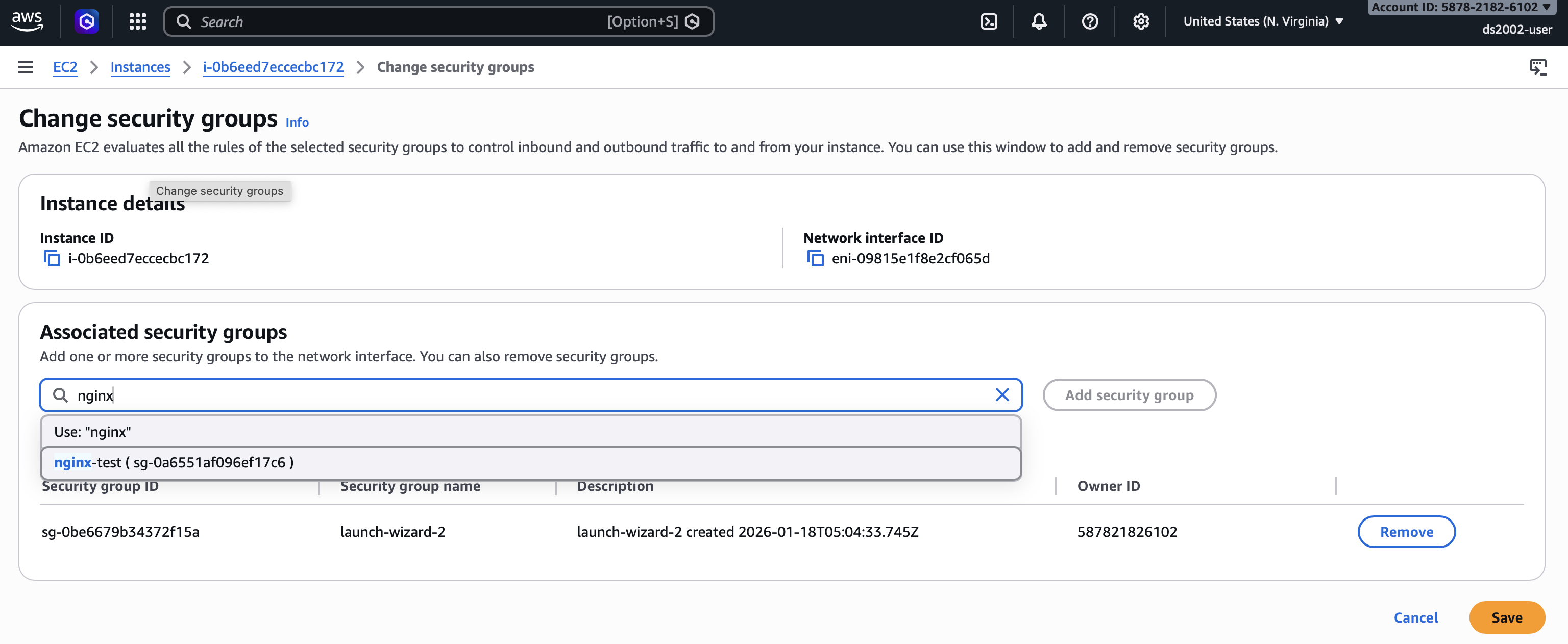 AWS NGINX Security Group