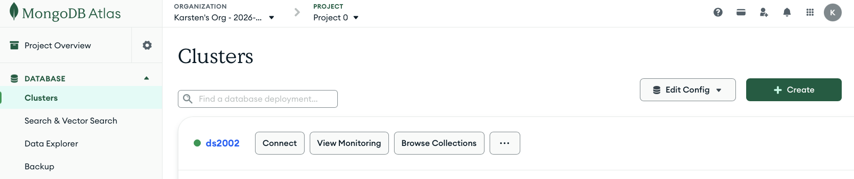 Mongo DB Atlas Cluster