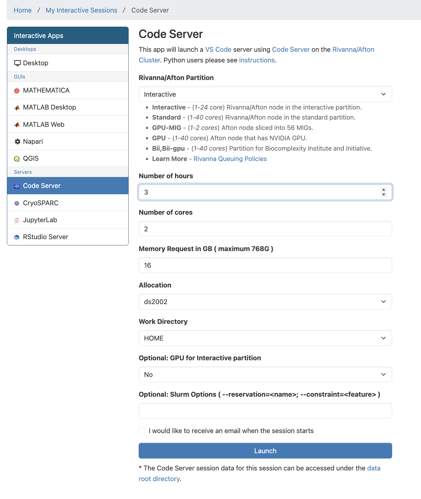 OOD interactive session request